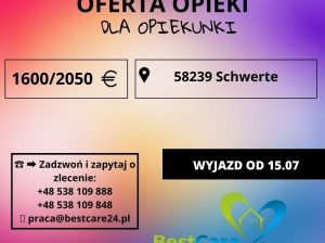 Oferta opieki w 58239 Schwerte/ od 15.07/ 1600 E